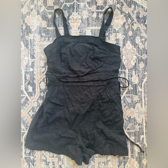 Old Navy Other - Black Linen Tie-Waist Romper